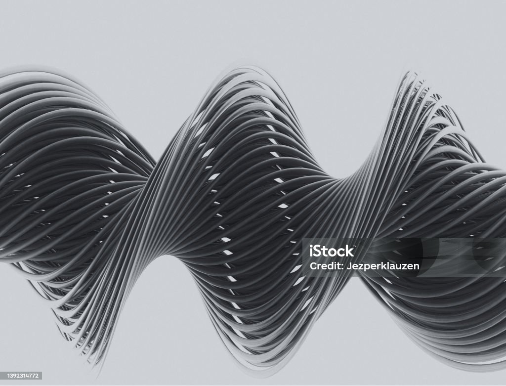 Twisted abstract metallic wire. 3d render Data Stock Photo