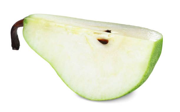 istock Piece of fresh ripe pear isolated on white 1392315362