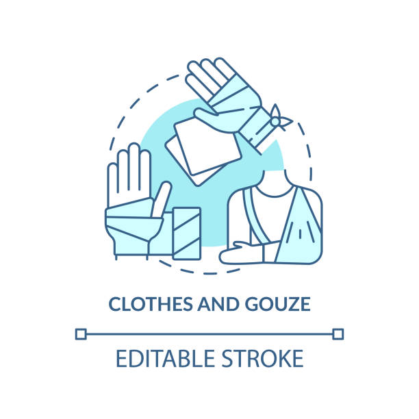 ilustrações de stock, clip art, desenhos animados e ícones de clothes and gauze turquoise concept icon - bandage wound first aid gauze