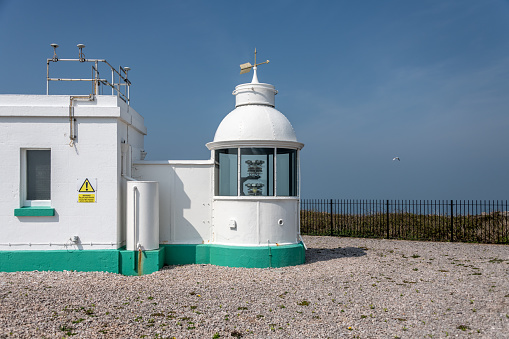 Brixham, UK. Saturday 16 April 2022. Unusually short Berry Head Lighthouse