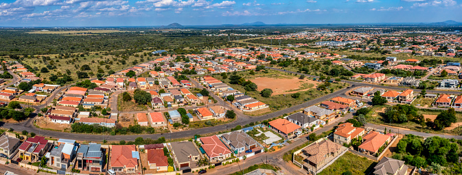 aerial of residential area in Gaborone, capital of Botswana
