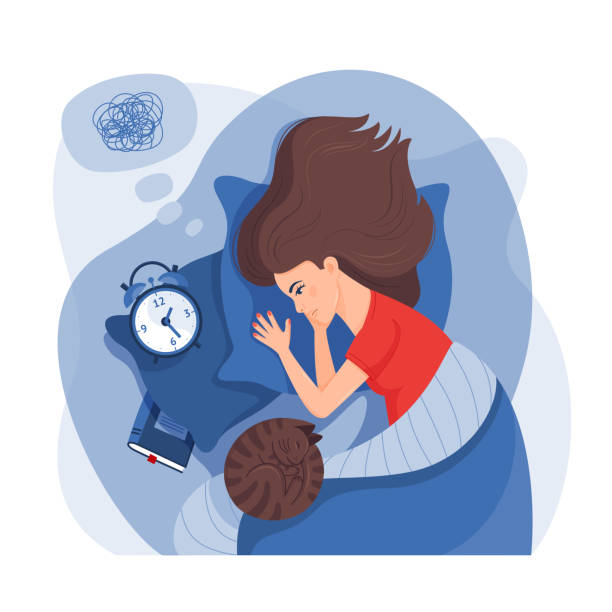 ilustrações, clipart, desenhos animados e ícones de conceito de insônia. - sleeping insomnia alarm clock clock