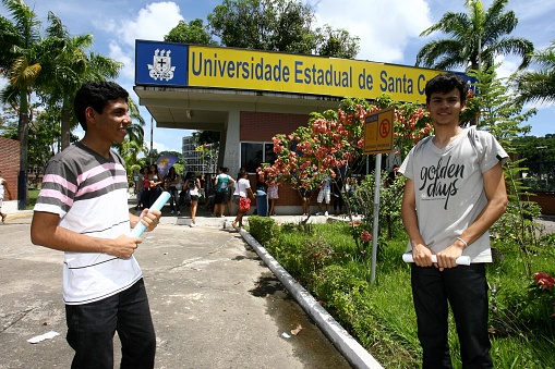 ilheus, bahia, brazil - january 10, 2011: facade of the State University of Santa Cruz - Uesc in the city of Ilheus in the south of Bahia.