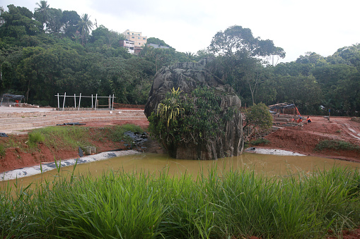 salvador, bahia, brazil - january 27, 2022: view of the construction works of Parque Pedra de Xango in the neighborhood of Cajazeira in the city of Salvador.