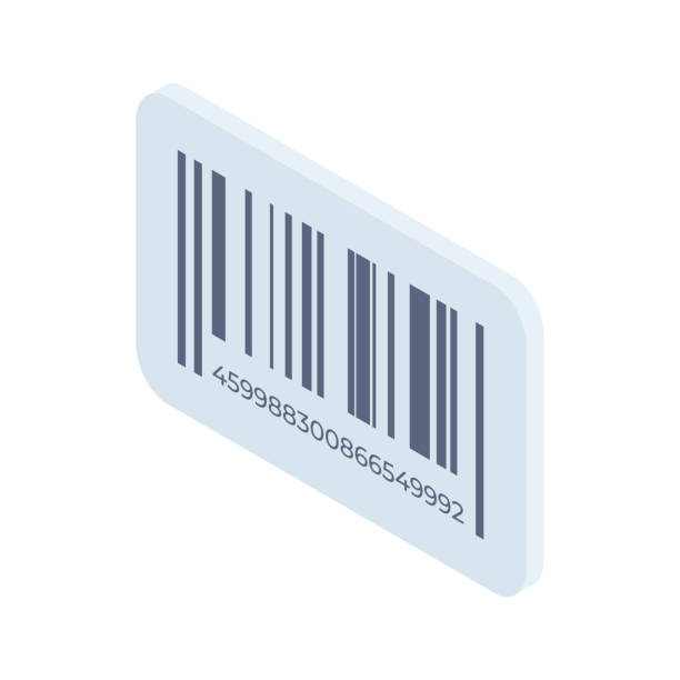 Isometric barcode minimalist 3d vector illustration. Commercial code with data vector art illustration
