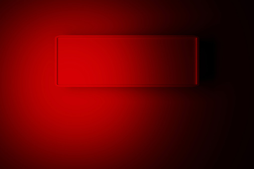 Red panel or button on the color gradient background with copy space