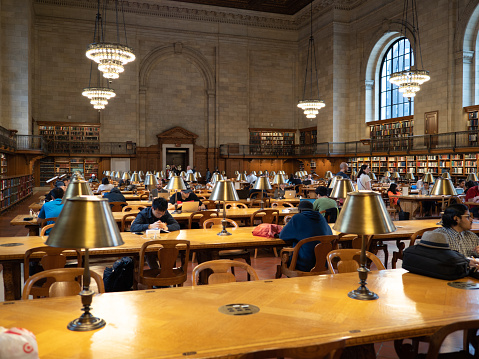 New York, USA - May 30, 2019: Image of the Rose main reading room in the New York public library.
