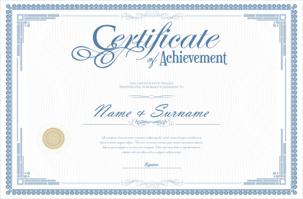 ilustraciones, imágenes clip art, dibujos animados e iconos de stock de certificado o diploma retro vintage design vector - frame certificate picture frame contemporary