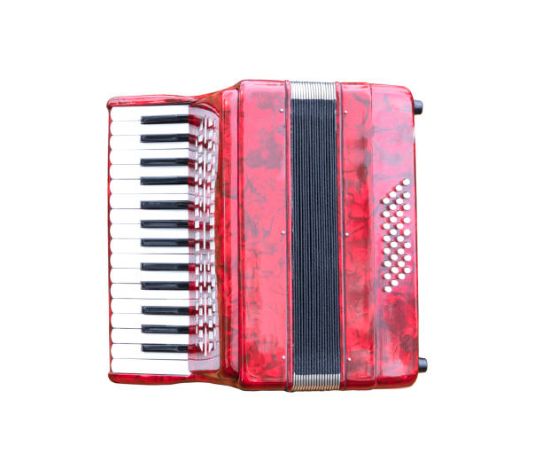 Red accordian isolated on white background