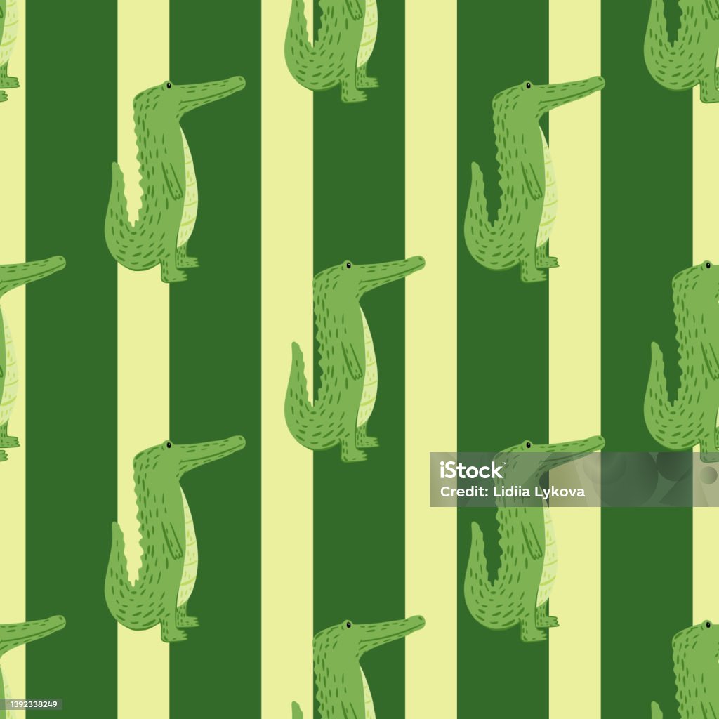 Cute Alligator Pattern Cute Crocodile Seamless Pattern Background With Funny Alligator In ...