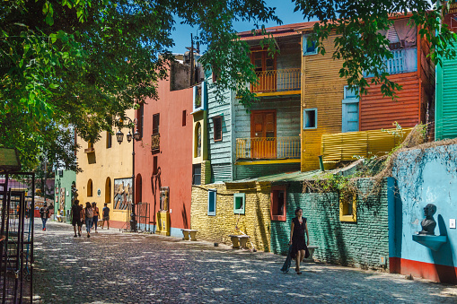 Colourful facades in the very colourful quarter of La Boca in Buenos Aires, Argentina, Buenos Aires