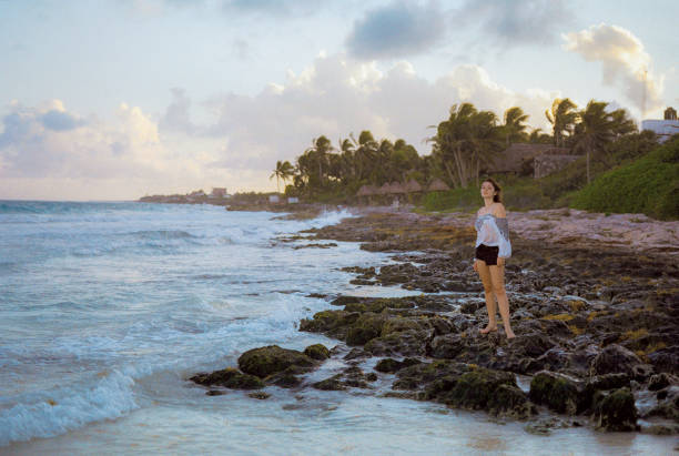 istock Woman on the beach in Tulum 1392345877
