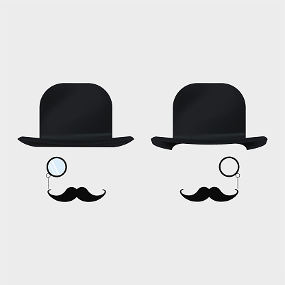 Bowler Hat With Mustache and Monocle, can be used for business designs, presentation designs or any suitable designs.