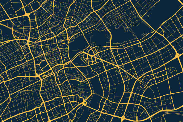 mappa città strada - dividing line foto e immagini stock