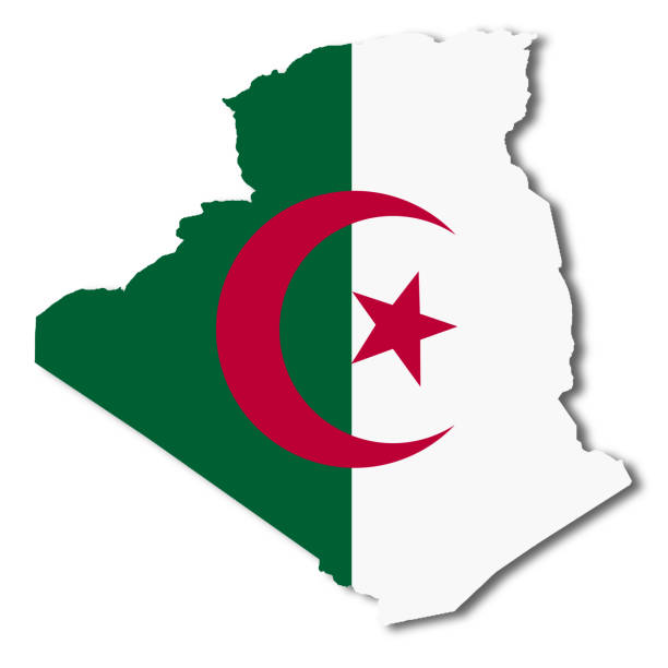 algeria map on white background 3d illustration with clipping path - 阿爾基爾 幅插畫檔、美工圖案、卡通及圖標