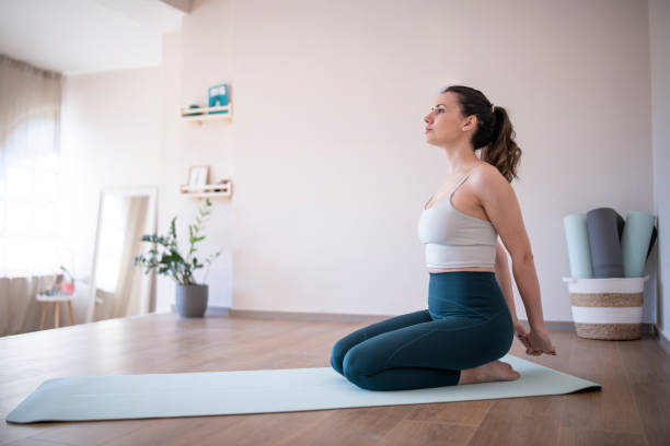 istock Yoga pilates workout at studio. 1392359071