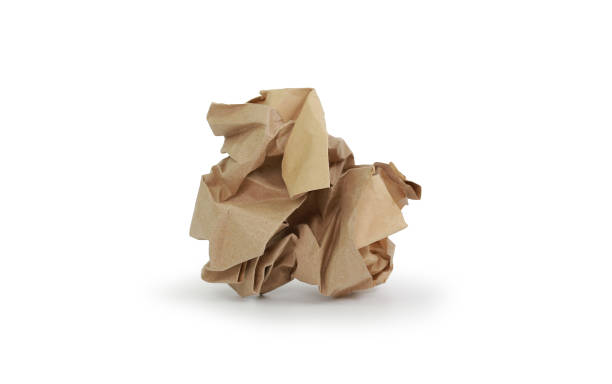 istock Brown crumpled paper isolated on white background. Image with Clipping path 1392359428