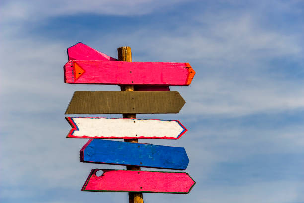 istock post with multiple arrows as tourist information sign 1392361395