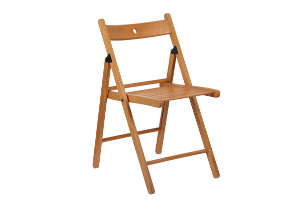 istock Folding wood chair on white with clipping path 1392361735