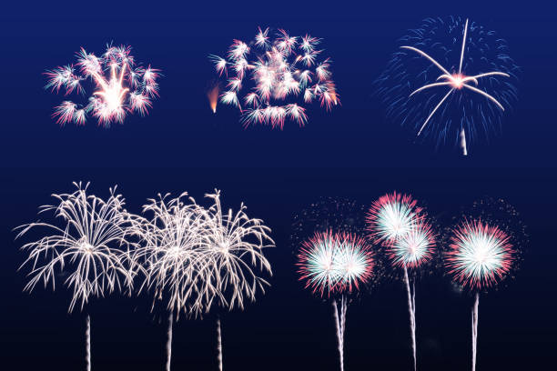 istock Fireworks isolated on black background. Abstract colorful bright firework. background for celebrate. 1392361886