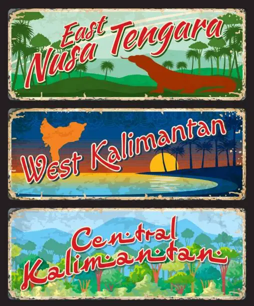 Vector illustration of West and Central Kalimantan, East Nusa plates