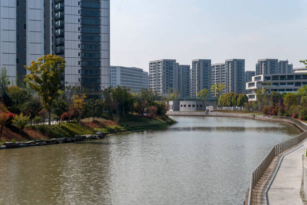 istock Residential area by the river 1392370270