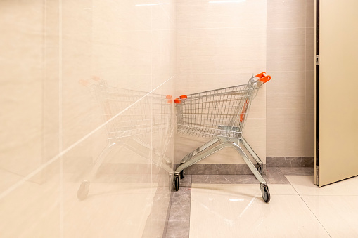 shopping cart in the corner