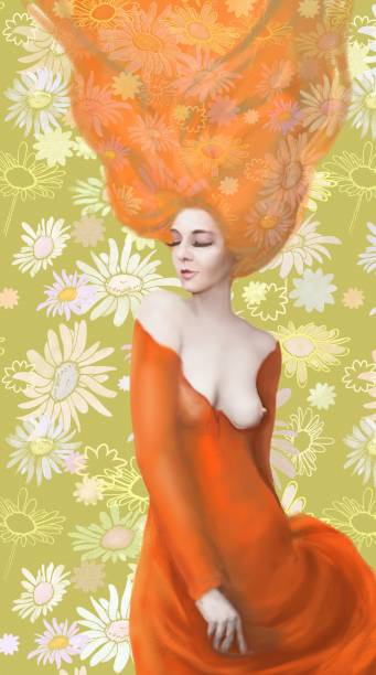 istock Woman with closed eyes in half turn with blond hair fluttering in the wind 1392374772