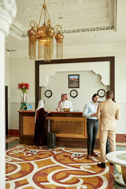 istock Luxury hotel front desk and lobby in Riyadh, Saudi Arabia 1392375167