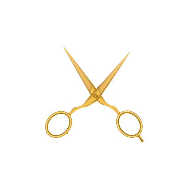 istock Open golden hairdresser scissors template realistic vector illustration isolated. 1392375255