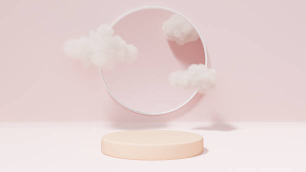 istock 3D podium pink romantic valentine color. 1392376107