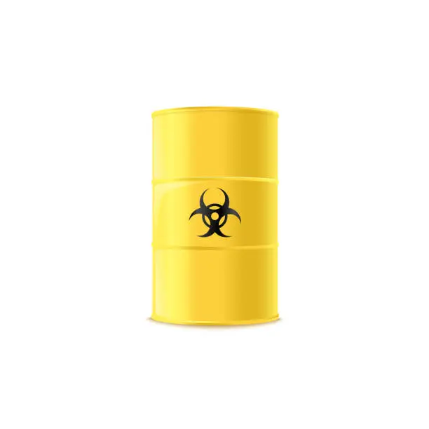 Vector illustration of Barrel or canister with toxic wastes realistic vector illustration isolated.