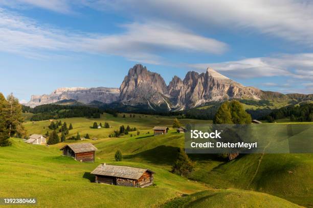 Summer At Sassolungo Or Langkofel Mountain Group Dolomites Trentino Alto Adige Stock Photo - Download Image Now