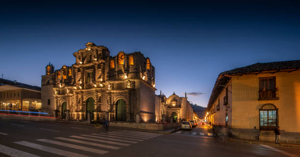 Cajamarca, Peru Cajamarca, Peru: Facade of the Cajamarca cathedral church cajamarca region stock pictures, royalty-free photos & images