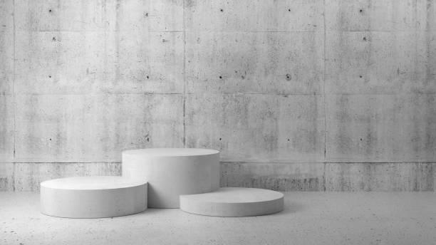 istock White podium installation in front of concrete wall 1392392721