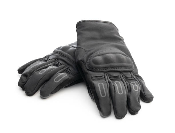 istock Black motorcycle gloves isolated on white background. 1392395112