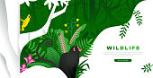 istock Wildlife landing page template of jungle monkey 1392395422