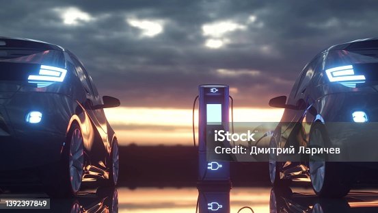 istock The car is parked at an electric charging station. Parking for electric vehicles. 3d rendering 1392397849