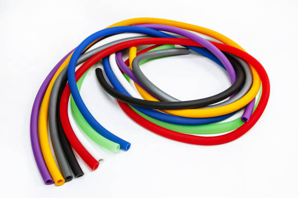 istock Multi-colored rubber hoses for use in the form of hookah pipes 1392403596