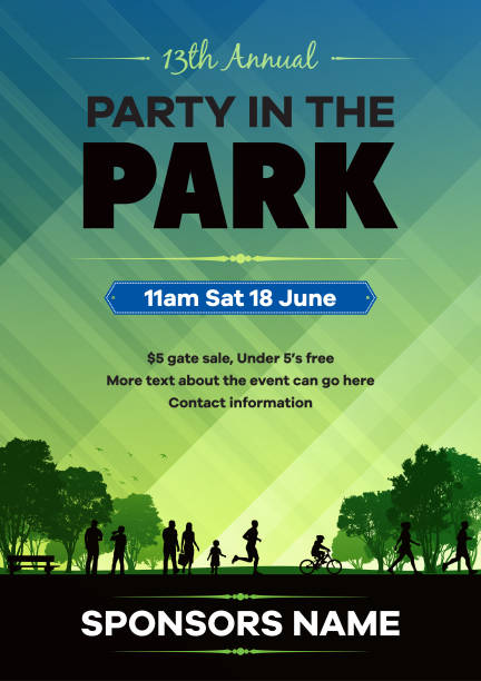 Party in the park poster vector art illustration