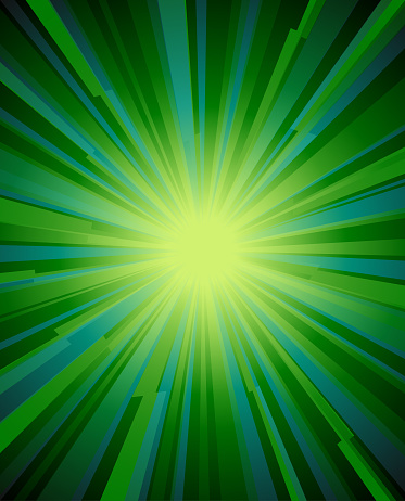 Green shining rays of light textured surface background vector illustration