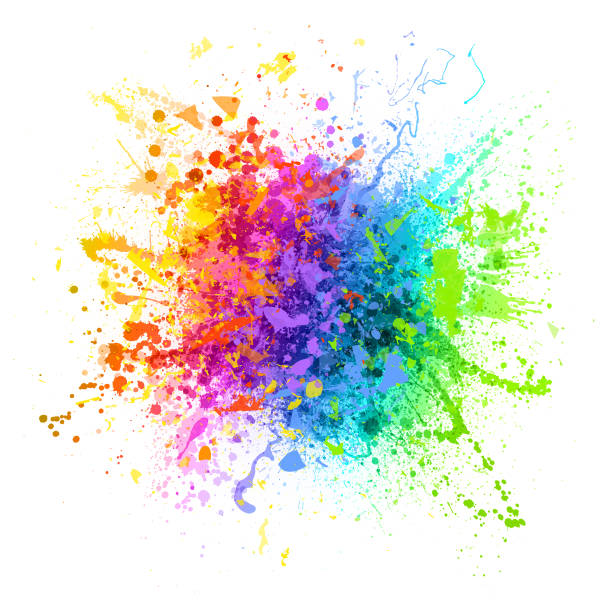 ilustrações de stock, clip art, desenhos animados e ícones de rainbow paint splash - watercolour paints watercolor painting backgrounds rainbow