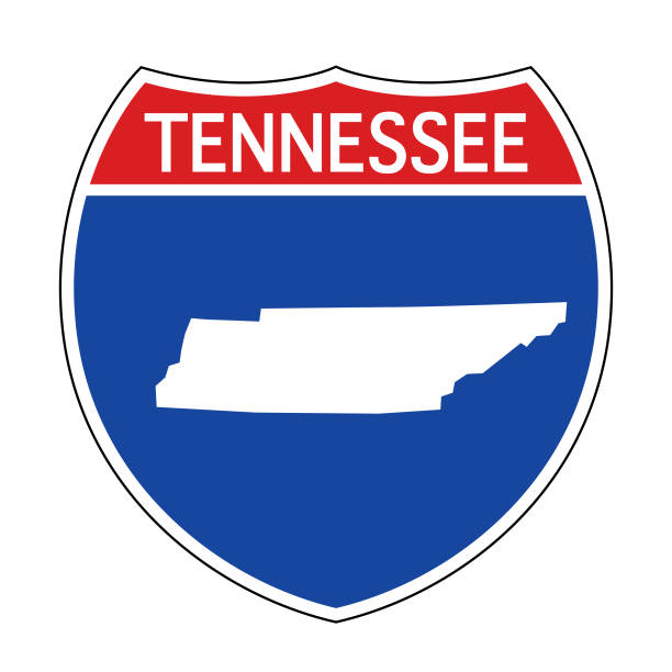 Interstate Tennessee Road Sign Vector illustration of a red, white and blue Tennessee map road sign. tennessee road sign stock illustrations