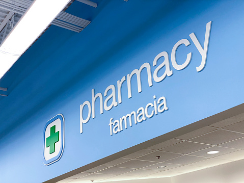 Pharmacy sign in a mall