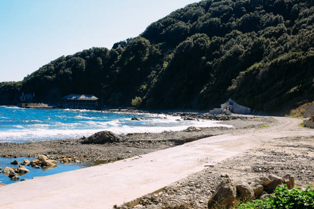 istock Mediterranean coast on the Athos Peninsula in Greece 1392406685