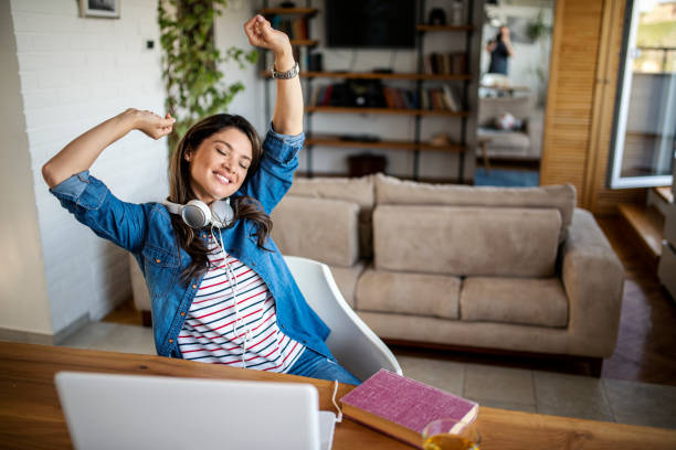 istock A young woman is resting during a break from a video call 1392407532
