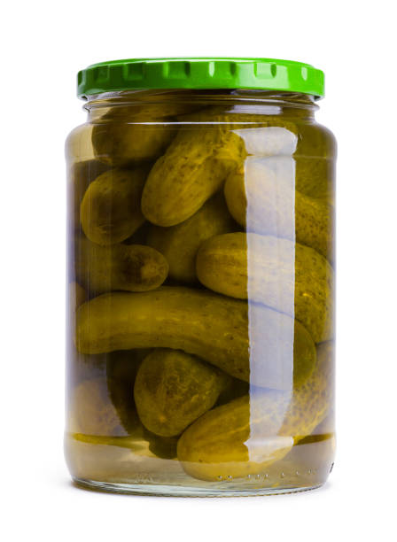 Pickles Large Jar of Pickles Cut Out on White. pickled stock pictures, royalty-free photos & images