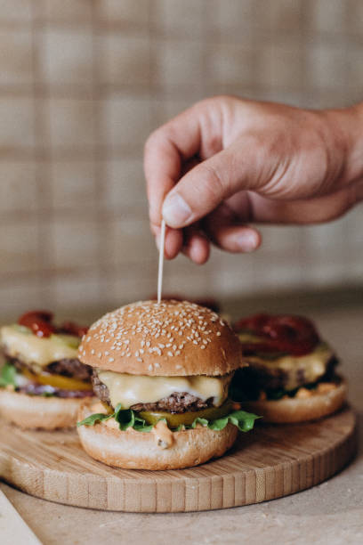 istock Home made fresh burgers 1392409211