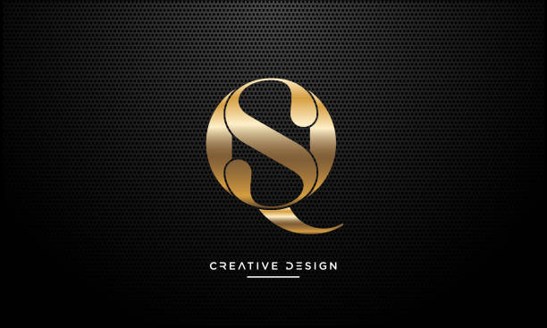 sq, qs luksusowe logo wektorowe monogram oparty na inicjałach alfabetów s i q - capital letter luxury blue image stock illustrations