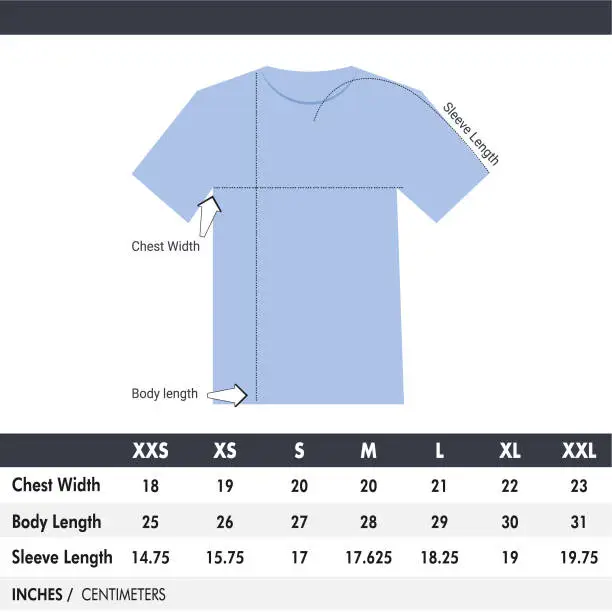 Vector illustration of Shirt Size Table Template